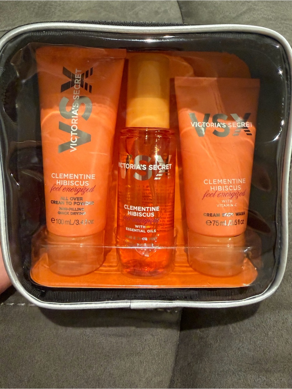 New Victoria's Secret Clementine Hibiscus 3-Piece Gift Set - Orange